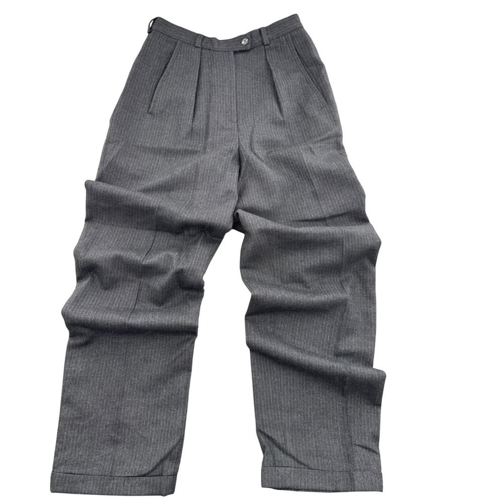 Classic High-Waist Pleated Trousers - Gray
